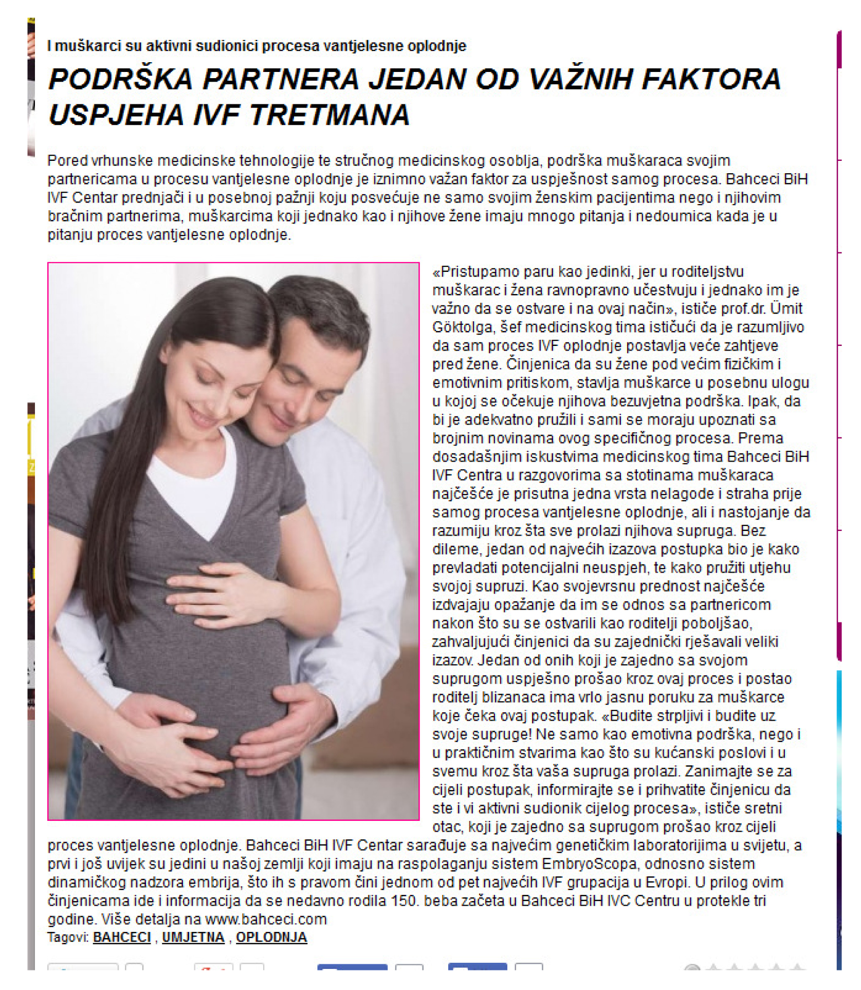 PODRŠKA PARTNERA JEDAN OD VAŽNIH FAKTORA USPJEHA IVF TRETMANA – ljepota.ba