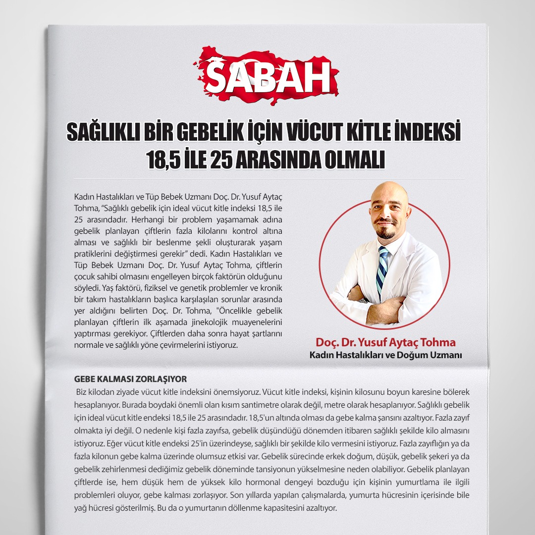 Sağlıklı Bir Gebelik İçin Vücut Kitle İndeksi 18,5 ile 25 Arasında Olmalı